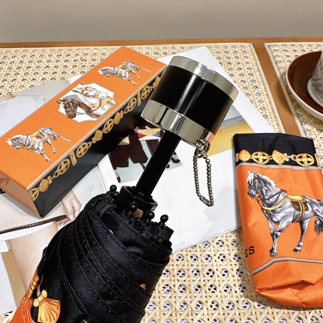 H**me5 Long Umbrella With Horse Motif Orange