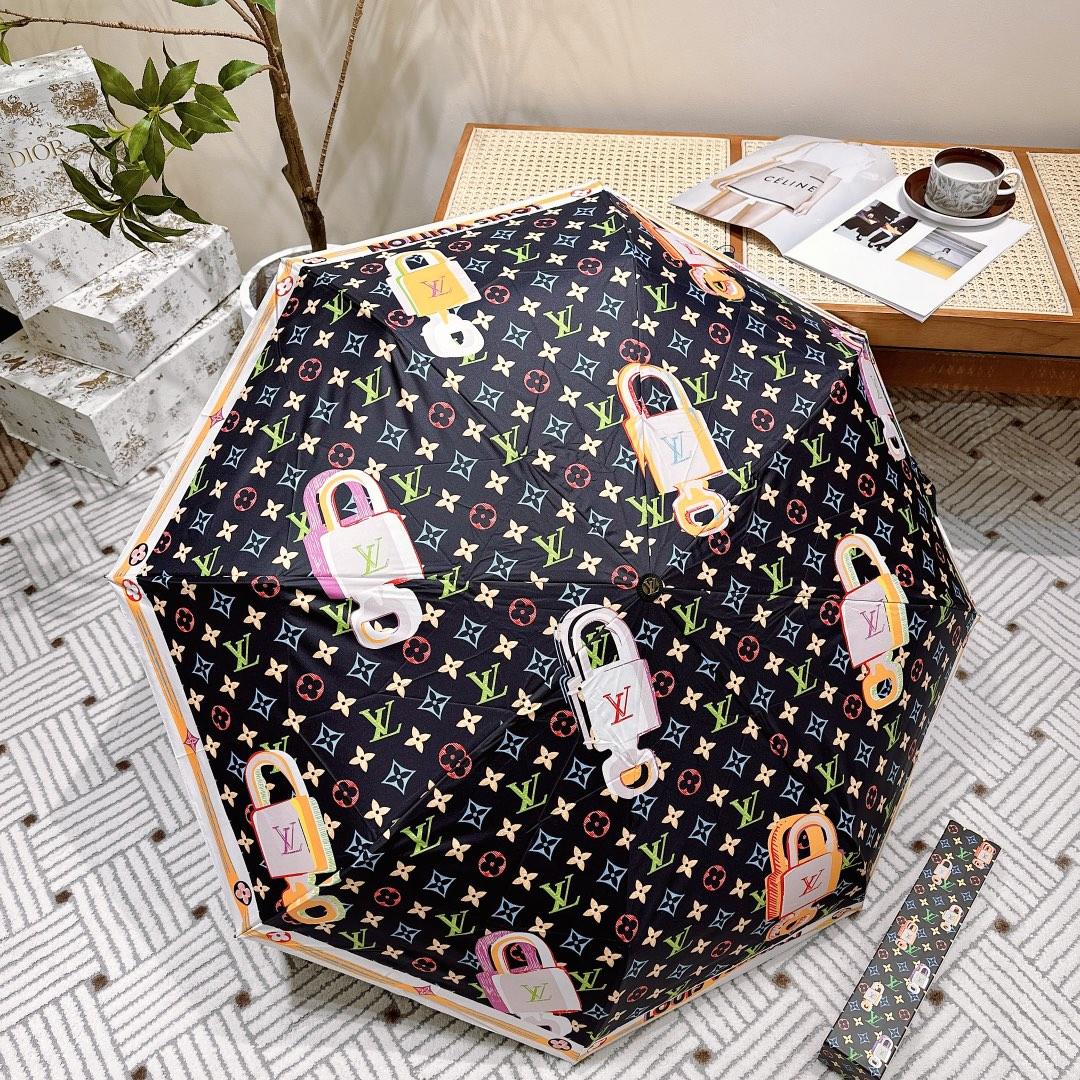 L0vis Vvtt0n Monogram Printed Umbrella Black