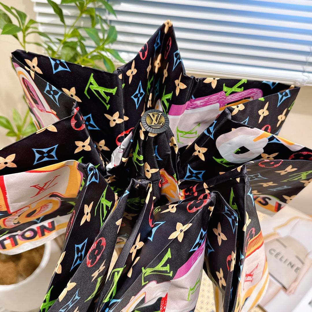 L0vis Vvtt0n Monogram Printed Umbrella Black