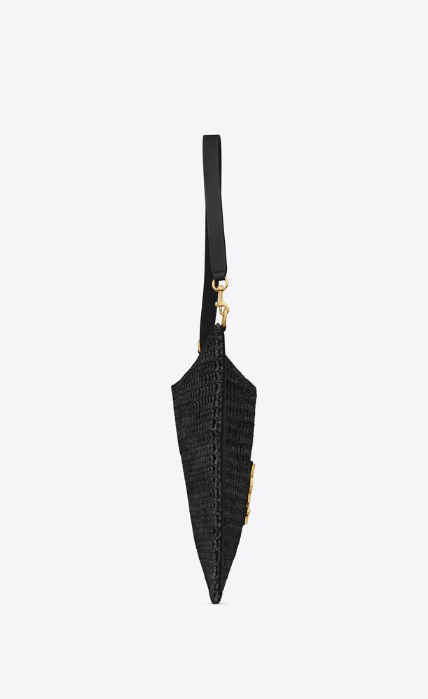 [True-to-ORIGINAL] Sa1nt Lau*nt Oxalis Bag In Raffia Macramé Black For Women 15.7 Inches/ 40 Cm 781289GAAEA1000