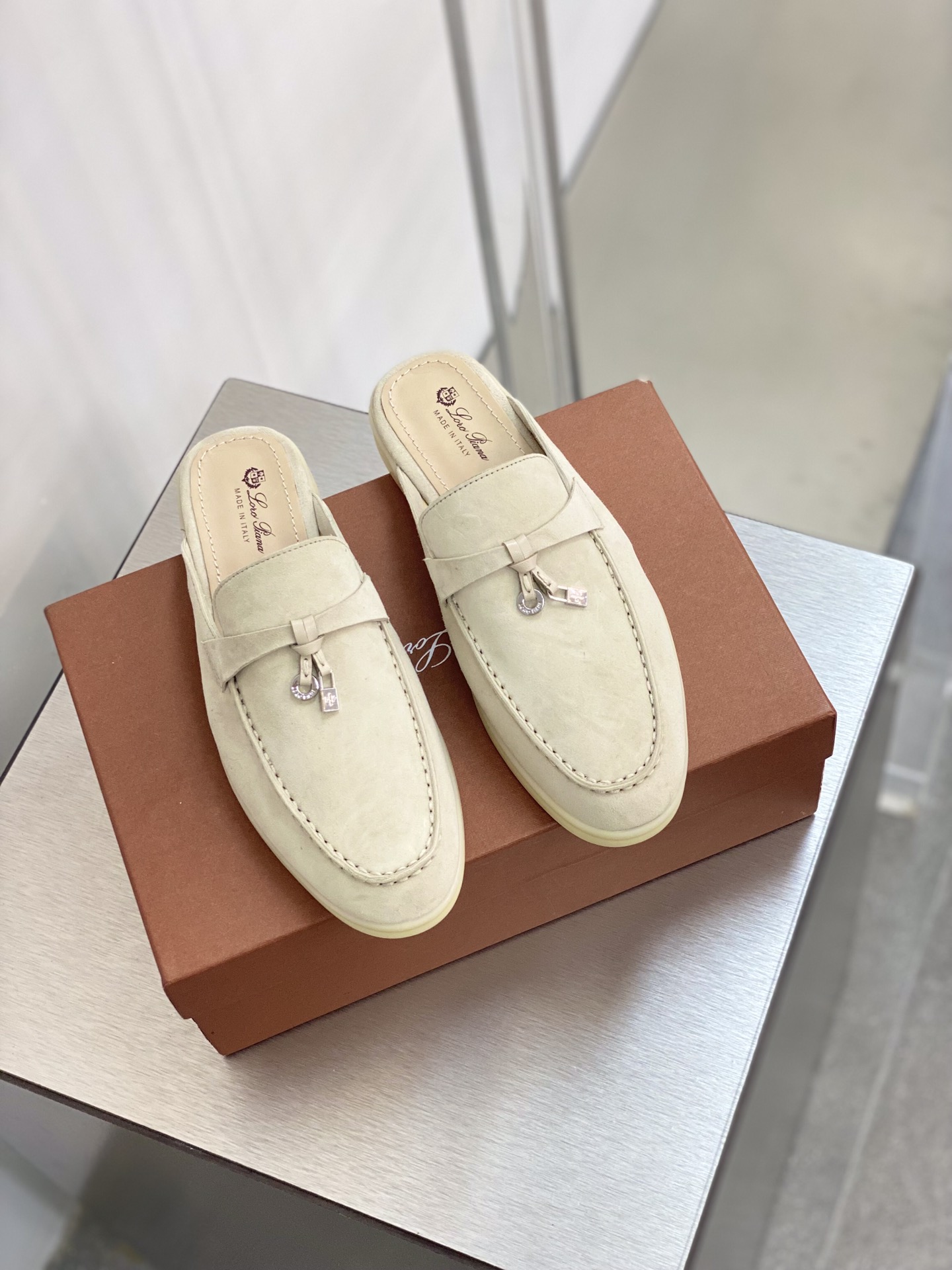 L0r0 P1ana Babouche Charms Walk Loafers Linen For Women – FAI1543 D746