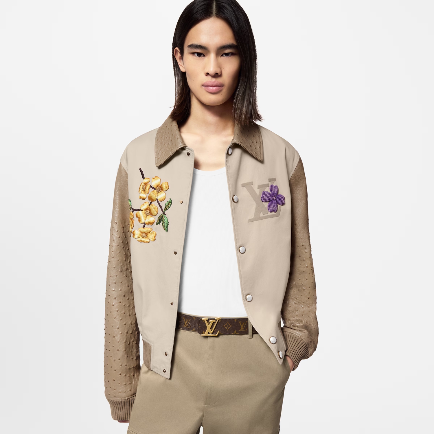 L0vis Vvtt0n Tag 40mm Reversible Belt Beige For Men M8639U