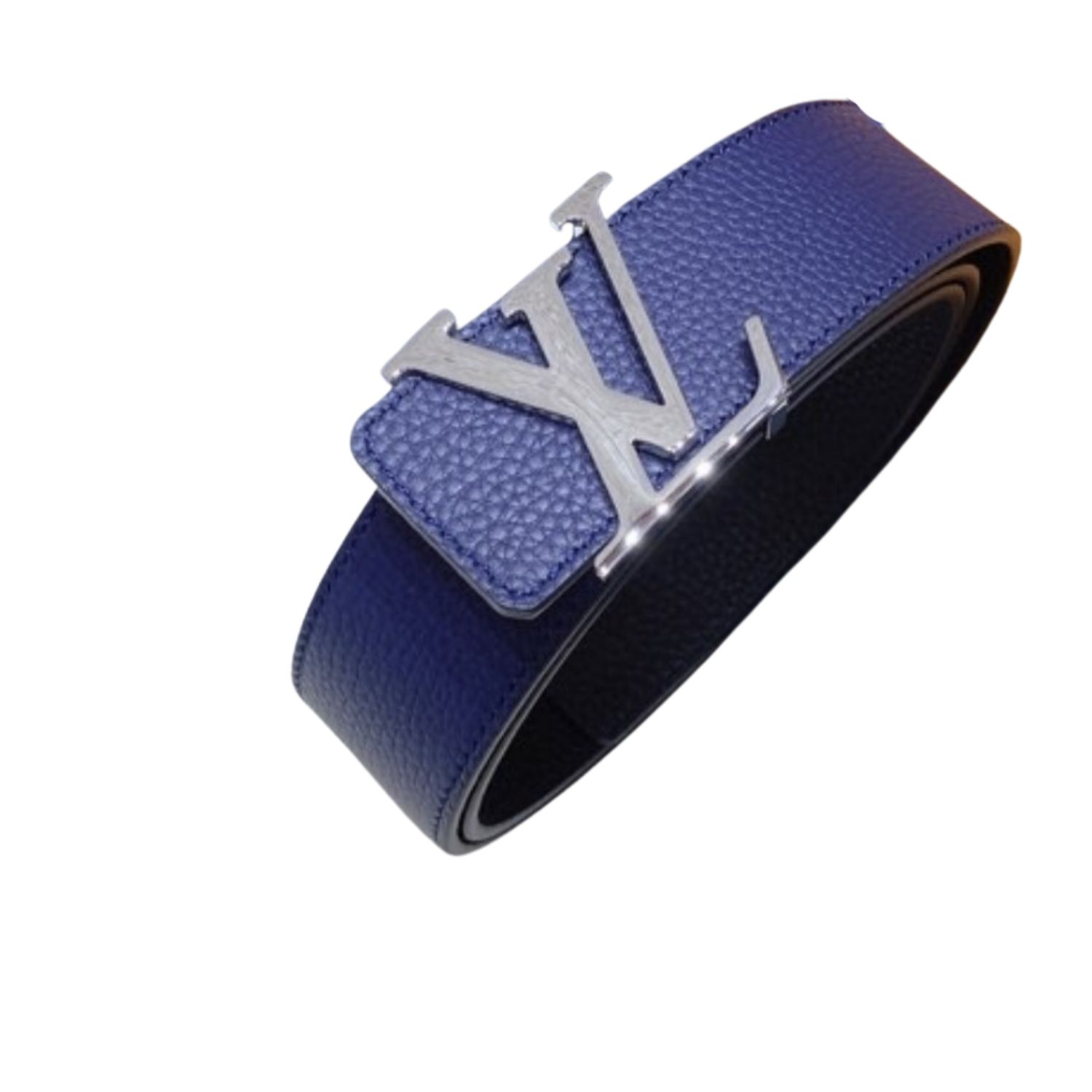 L0vis Vvtt0n Silver Tone Buckle LV Iconic Belt Dark Blue For Women