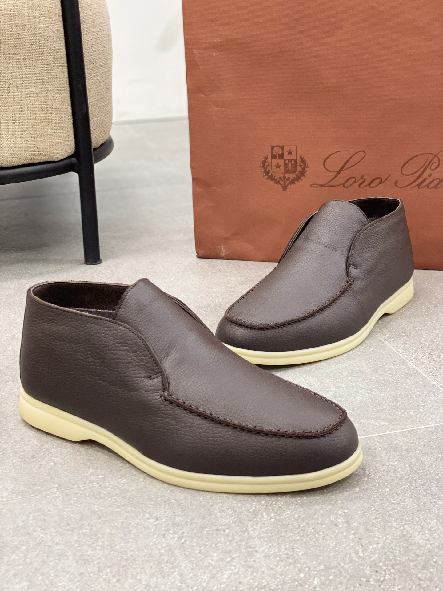 L0r0 P1ana Open Walk Ankle Boots Brown For Men FAI3276