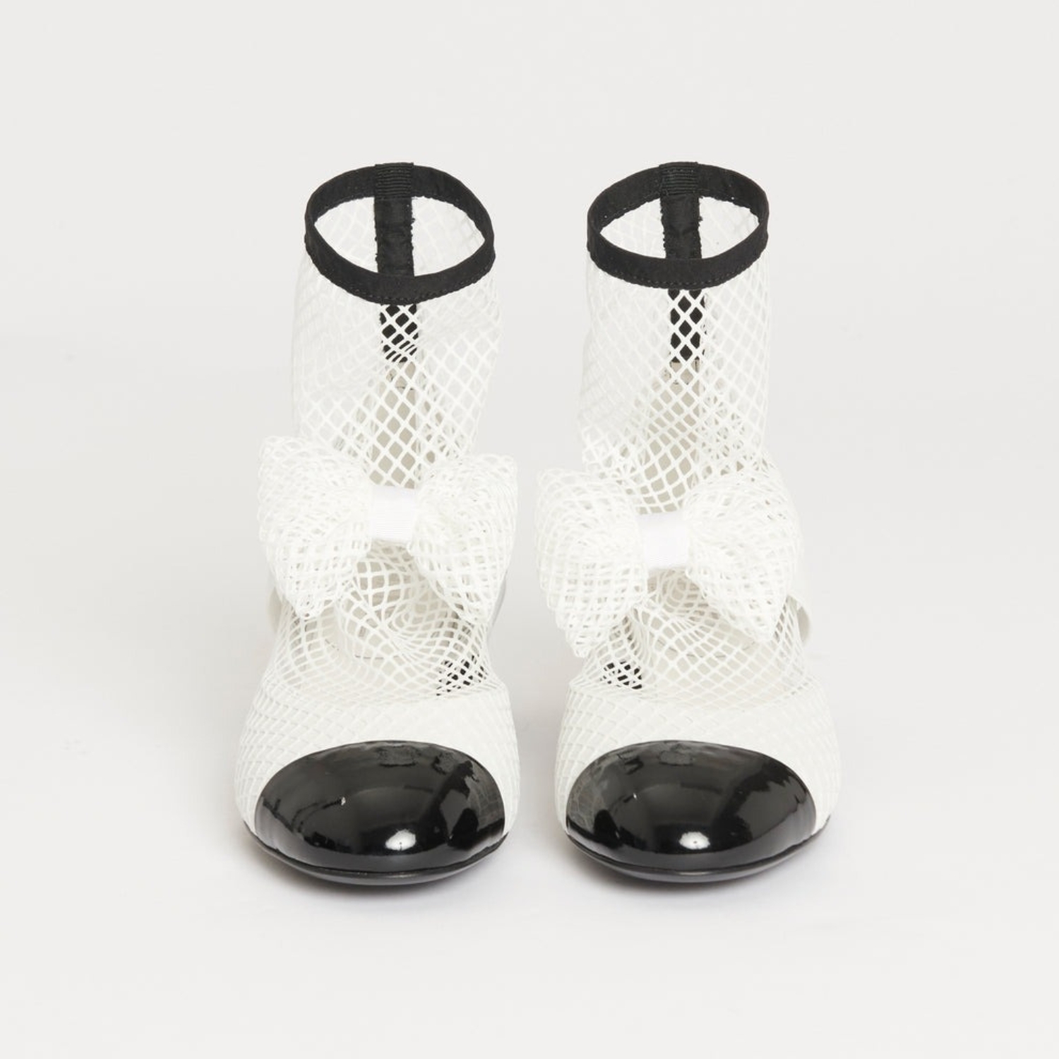 Ch**el Mesh Bow Ankle Boots White For Women G40097 Y56613 K5928