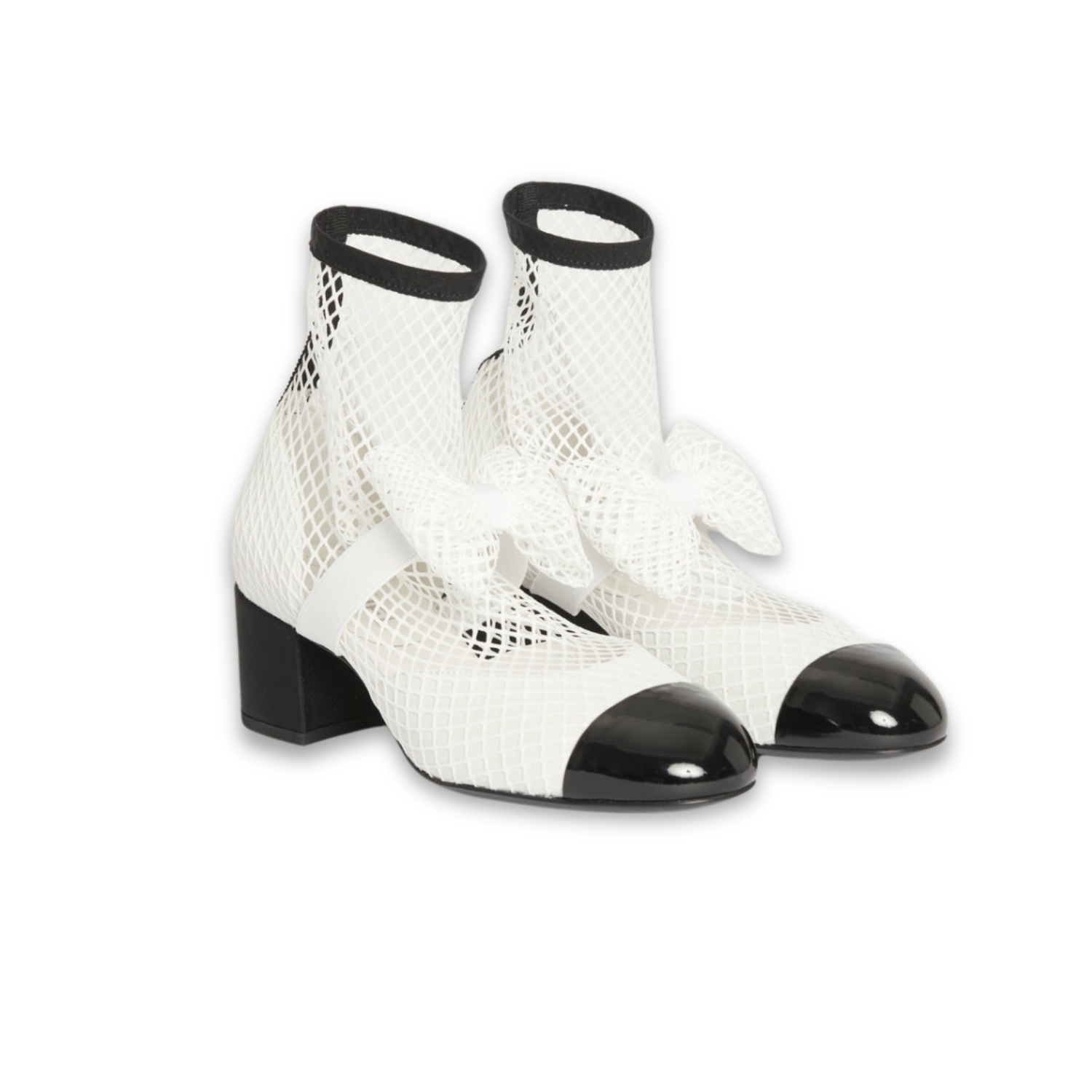 Ch**el Mesh Bow Ankle Boots White For Women G40097 Y56613 K5928