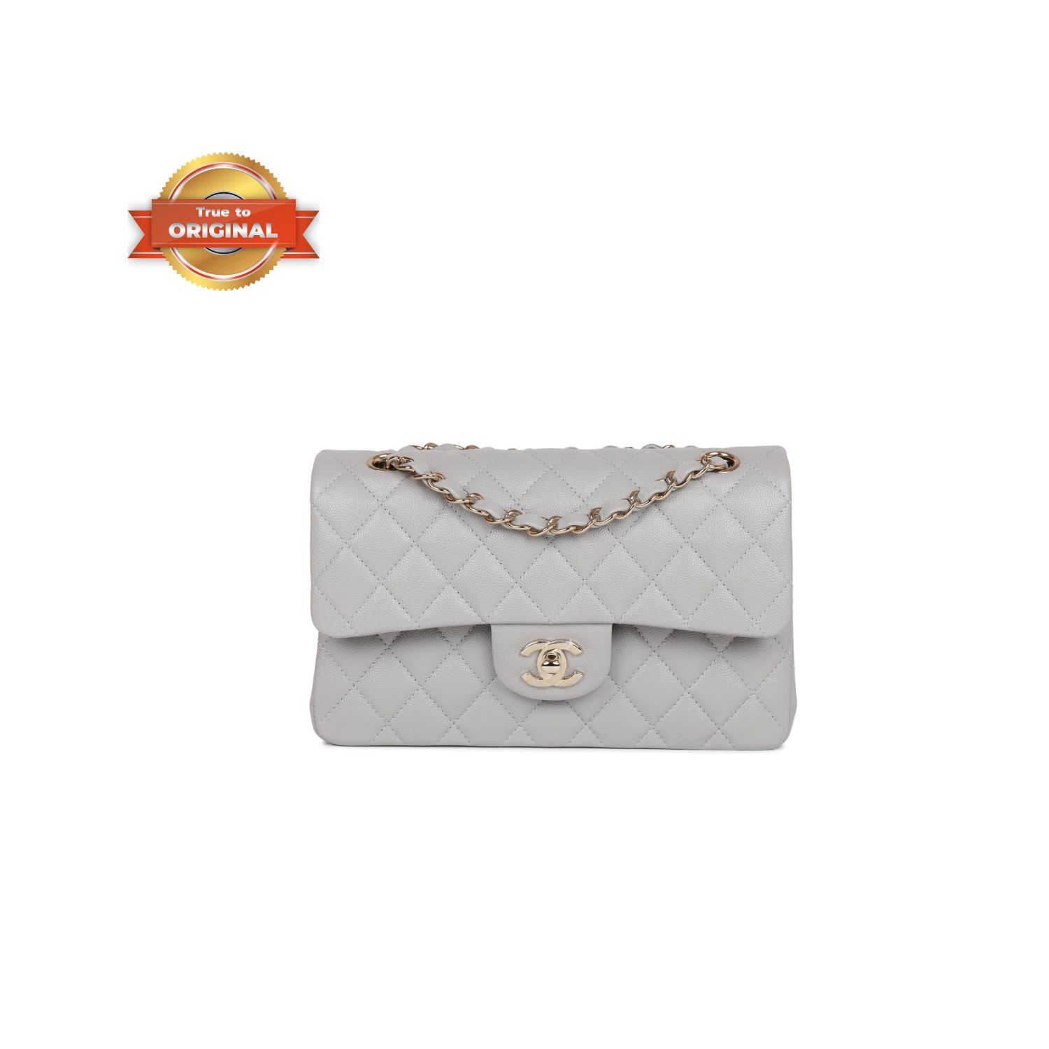 [True-to-ORIGINAL] Ch**el Small Classic Double Flap Grey For Women 9.1in/23cm