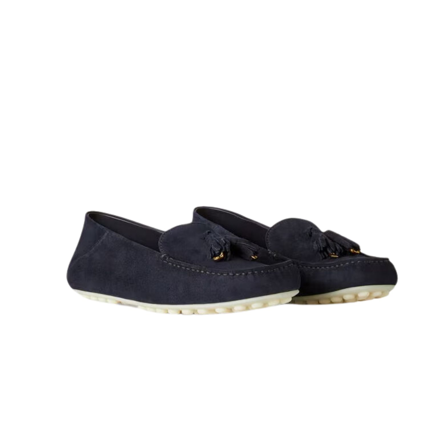 L0r0 P1ana Dot Sole Walk Loafers Blue Navy/Sun Gold For Women – FAN0109 W1B4