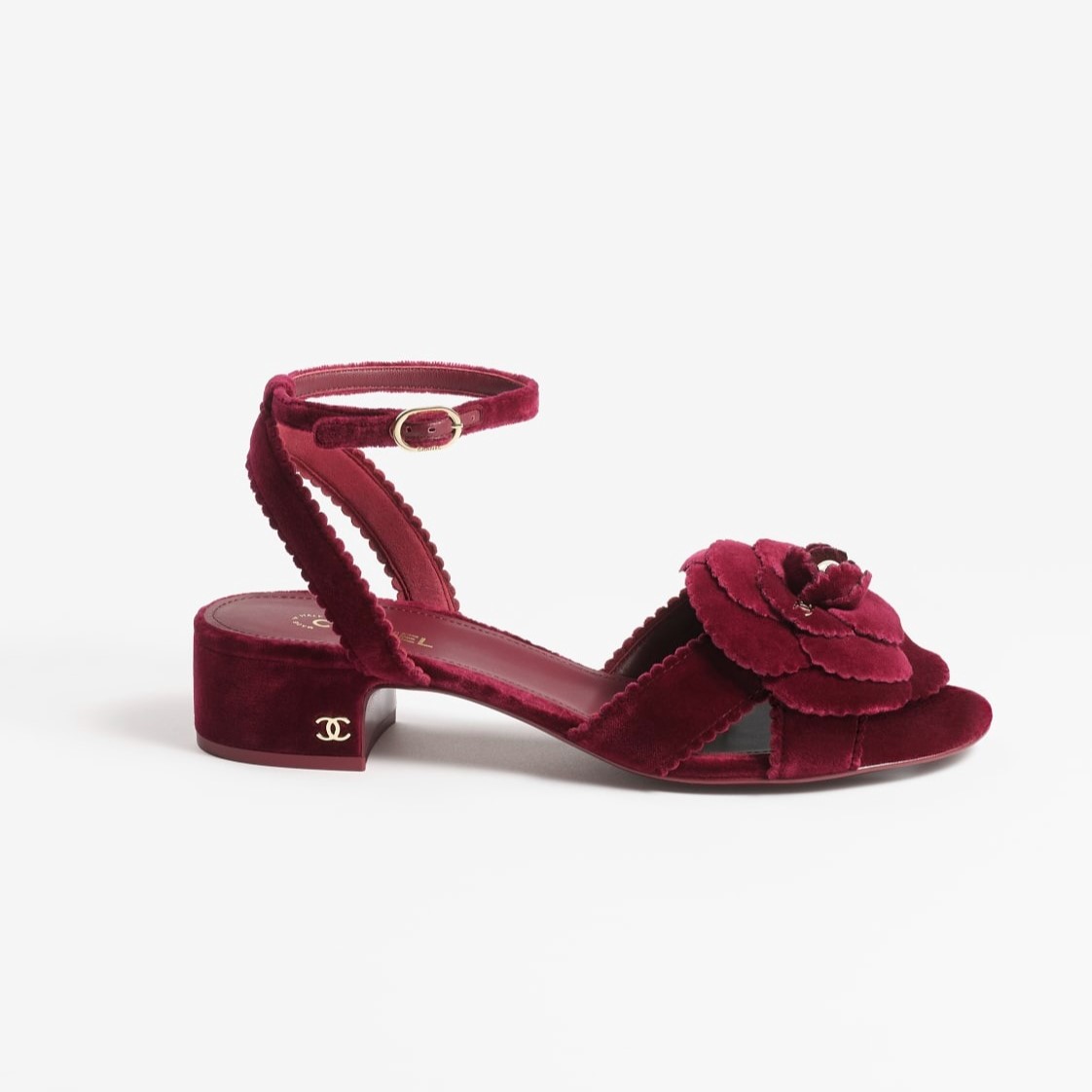 Ch**el Sandals Velvet Burgundy For Women G45928 B17944 NZP34