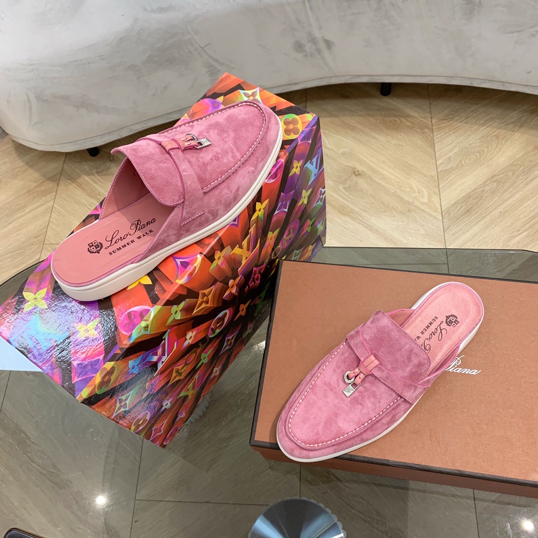 L0r0 P1ana Babouche Charms Walk Loafers Wild Mauve For Women – FAI1543 30F4