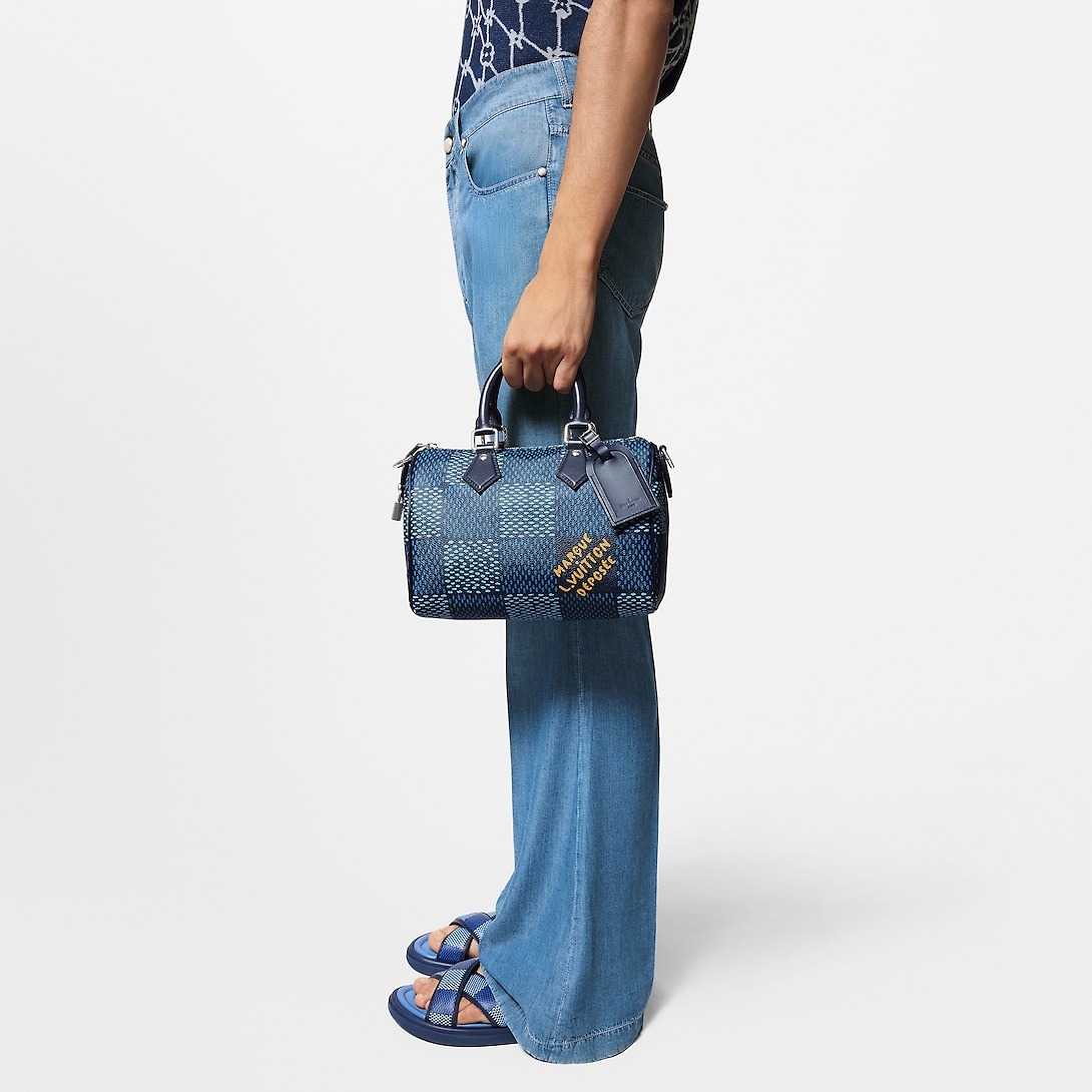 L0vis Vvtt0n Speedy 25 Bandoulière Bag Blue For Men N40691 9.8in/25cm