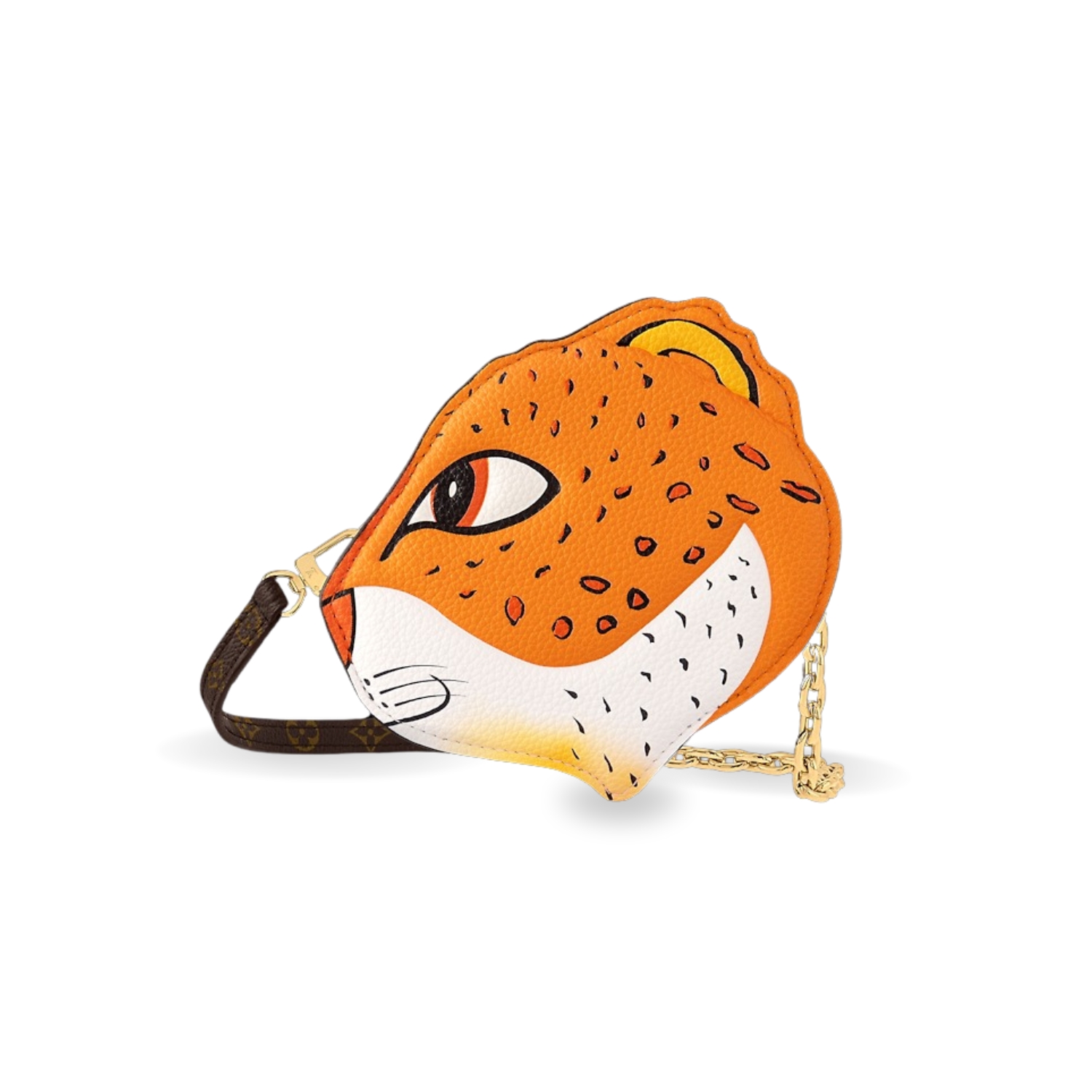 L0vis Vvtt0n Wallet On Chain Leopard Orange For Women M11306 5.9in/15cm