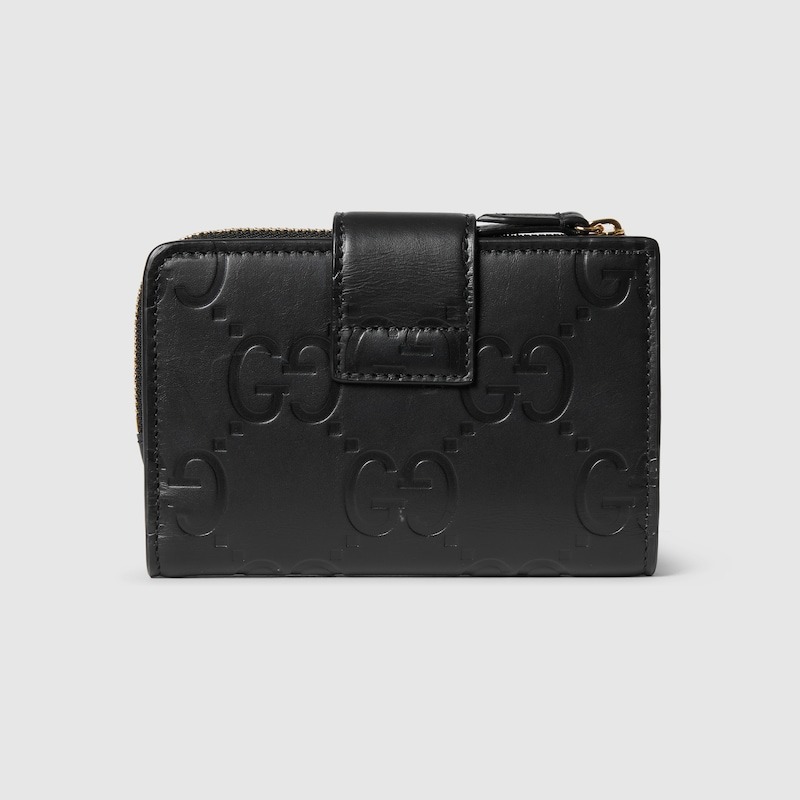 Gvc*1 GG Medium Wallet Black For Women 6.7in/17cm 790131 AADLO 1000