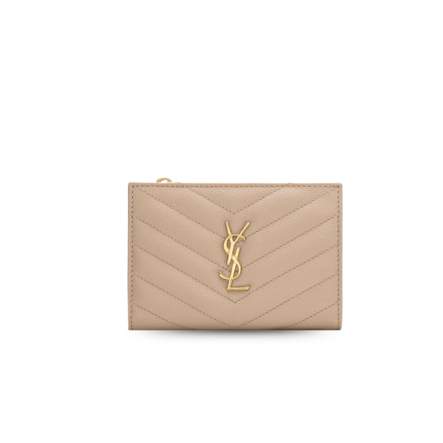 Sa1nt Lau*nt Cassandre Matelaseé Fragments Bi-Fold Wallet Dark Beige For Women 5.1in/13cm 668287BOW012721 Y51