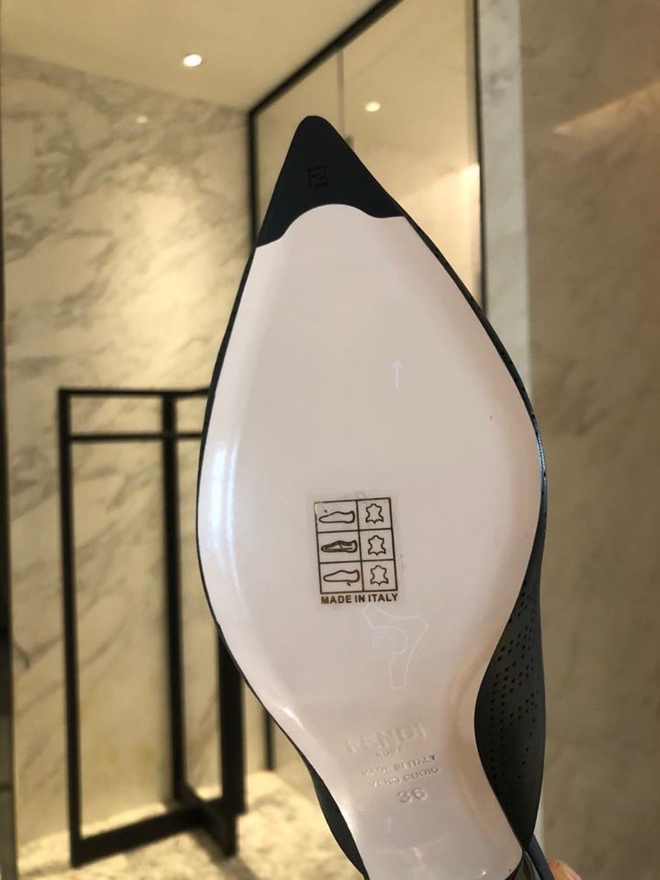 F**di Colibri Perforated FF Sabot Mules 55mm Spring/Summer 2020 Collection, Black