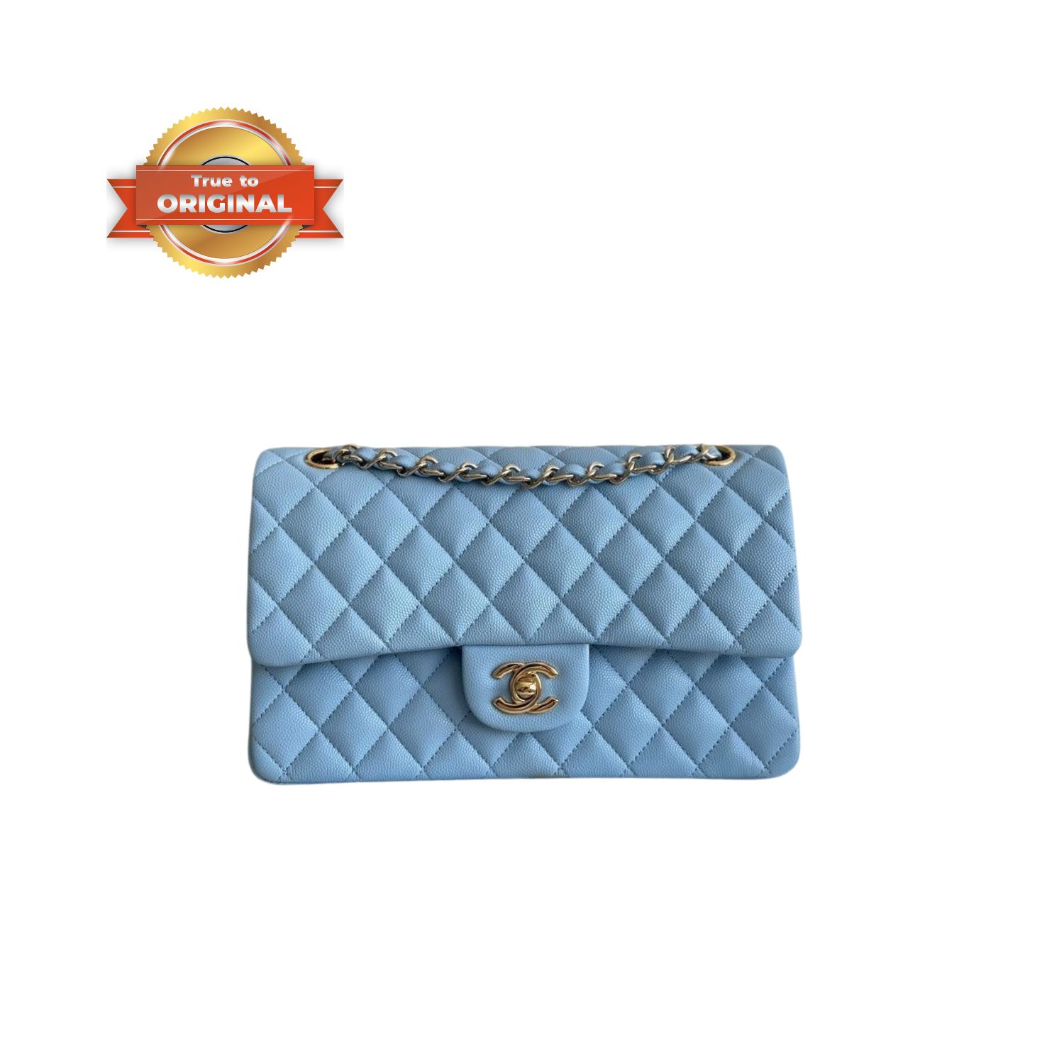 [True-to-ORIGINAL] Ch**el Classic Double Flap Bag Light Blue For Women 25cm/10in