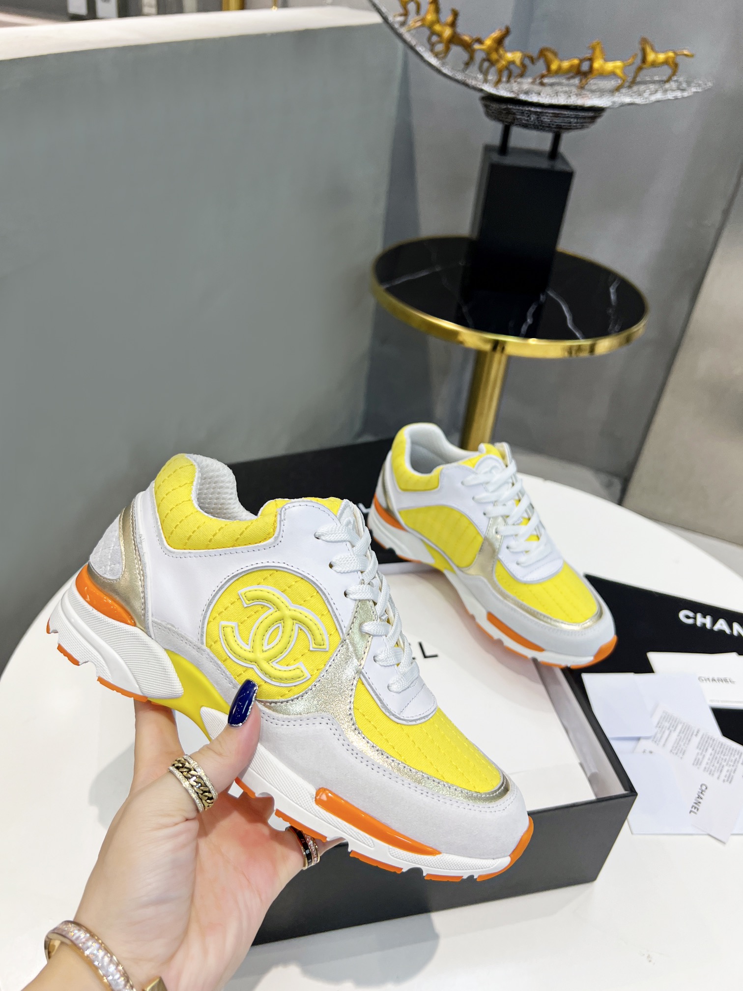Ch**el Sneakers Yellow For Women