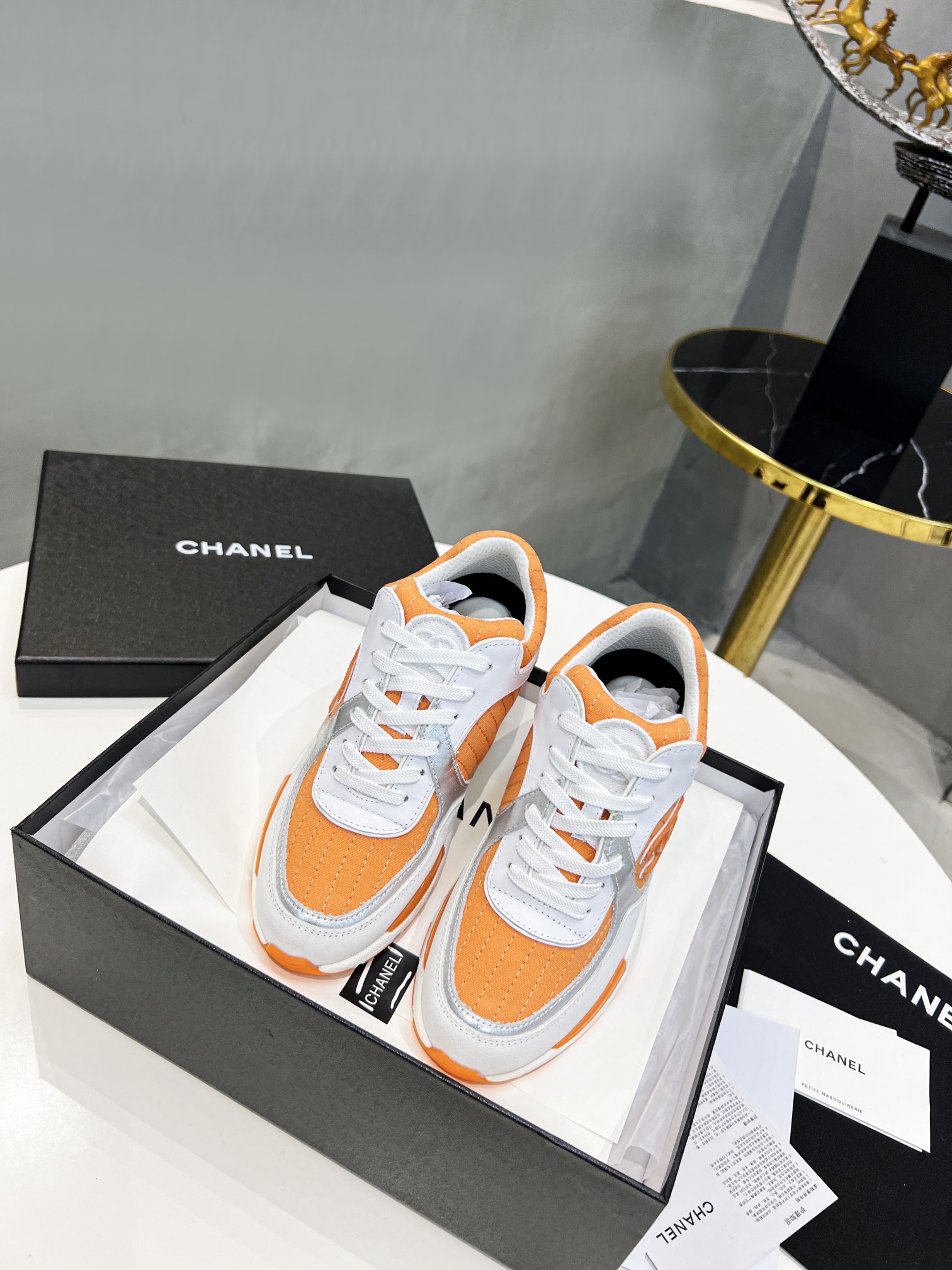 Ch**el Sneakers Orange For Women
