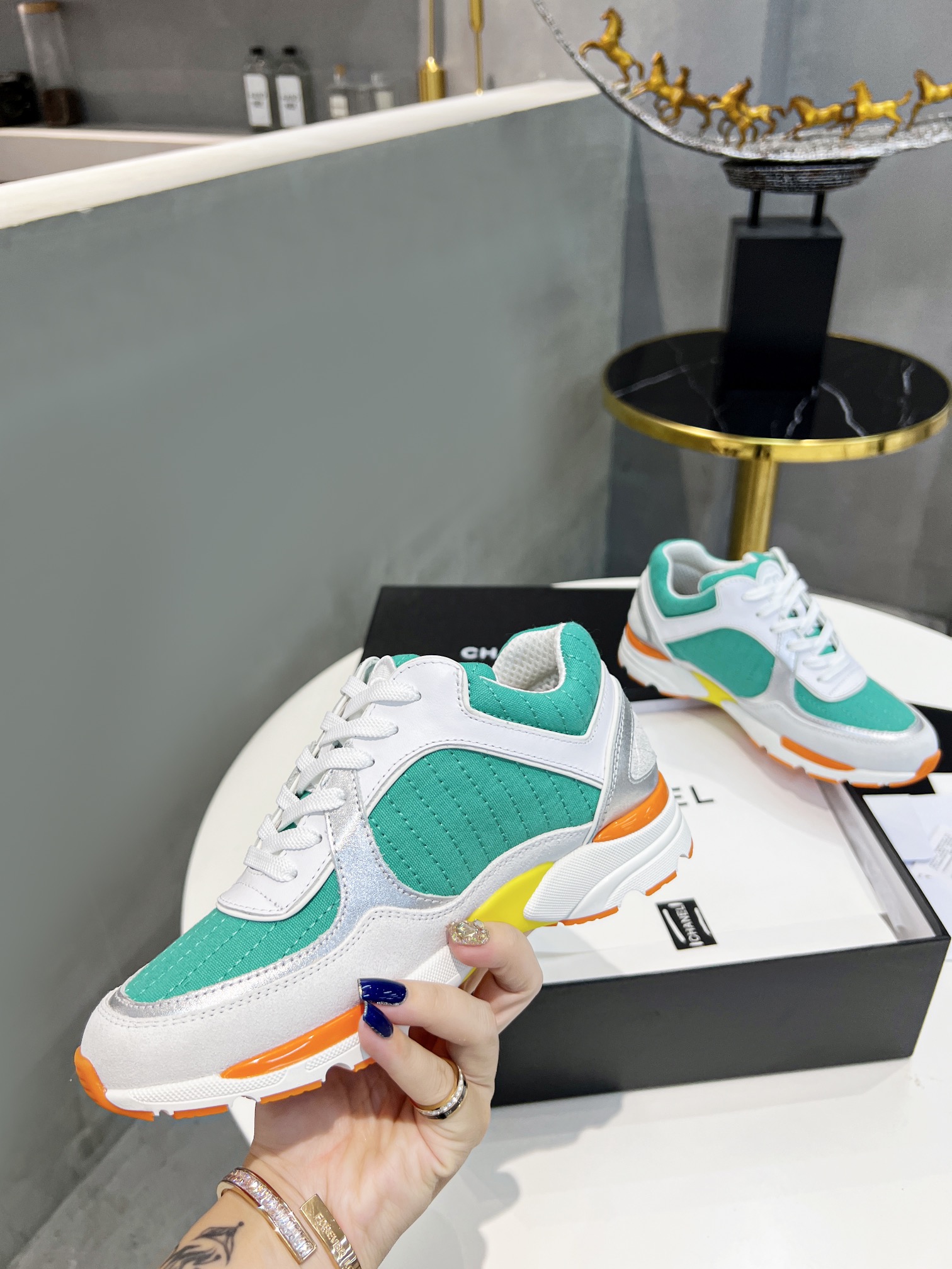 Ch**el Sneakers Green For Women