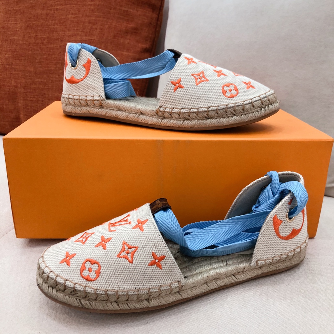 L0vis Vvtt0n Women’s Starboard Flat Espadrille Orange For Women LV