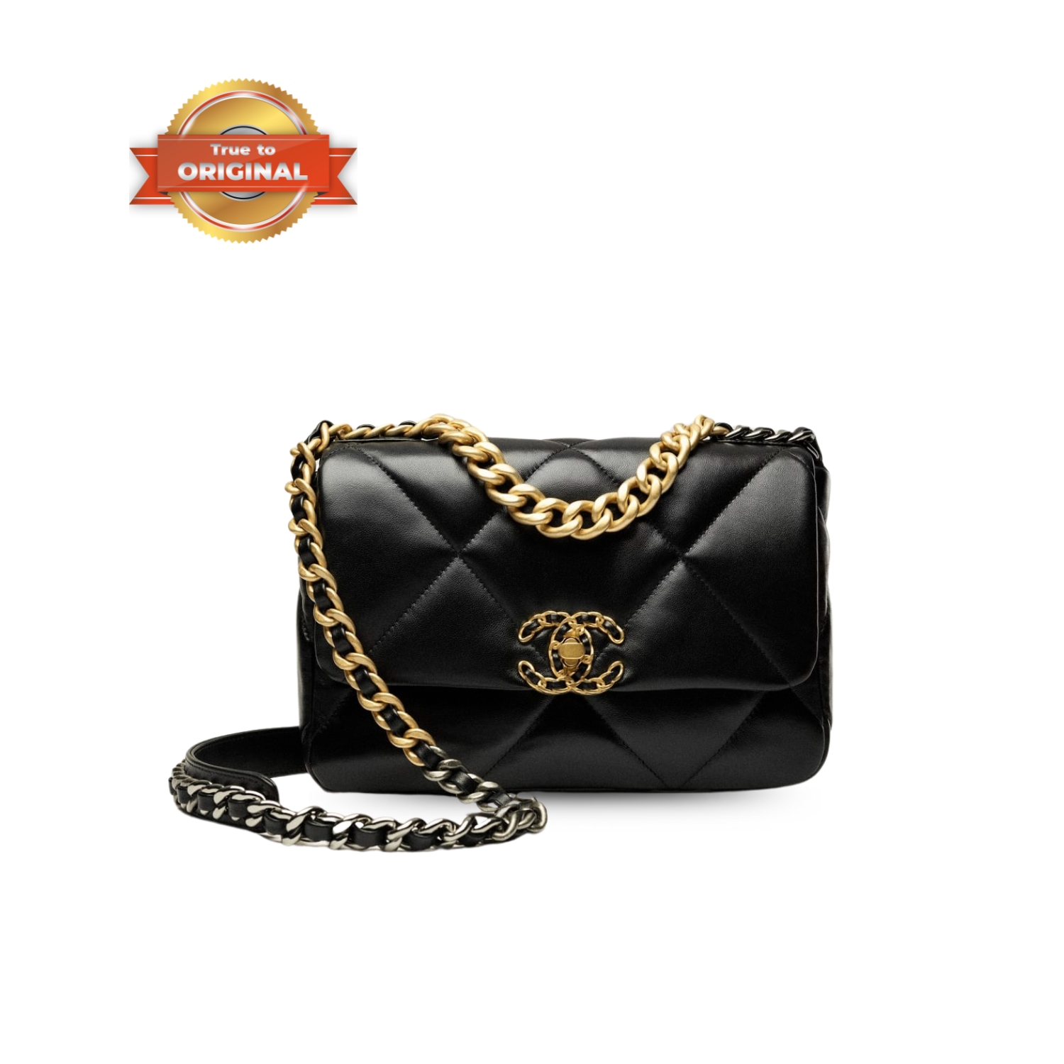 [True-to-ORIGINAL] Ch**el 19 Handbag Black For Women 26cm/10.1in AS1160 B04852 94305