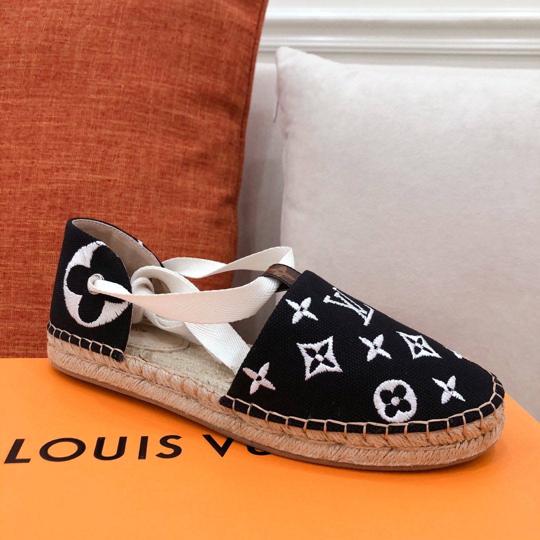 L0vis Vvtt0n Women’s Starboard Flat Espadrille Black For Women LV