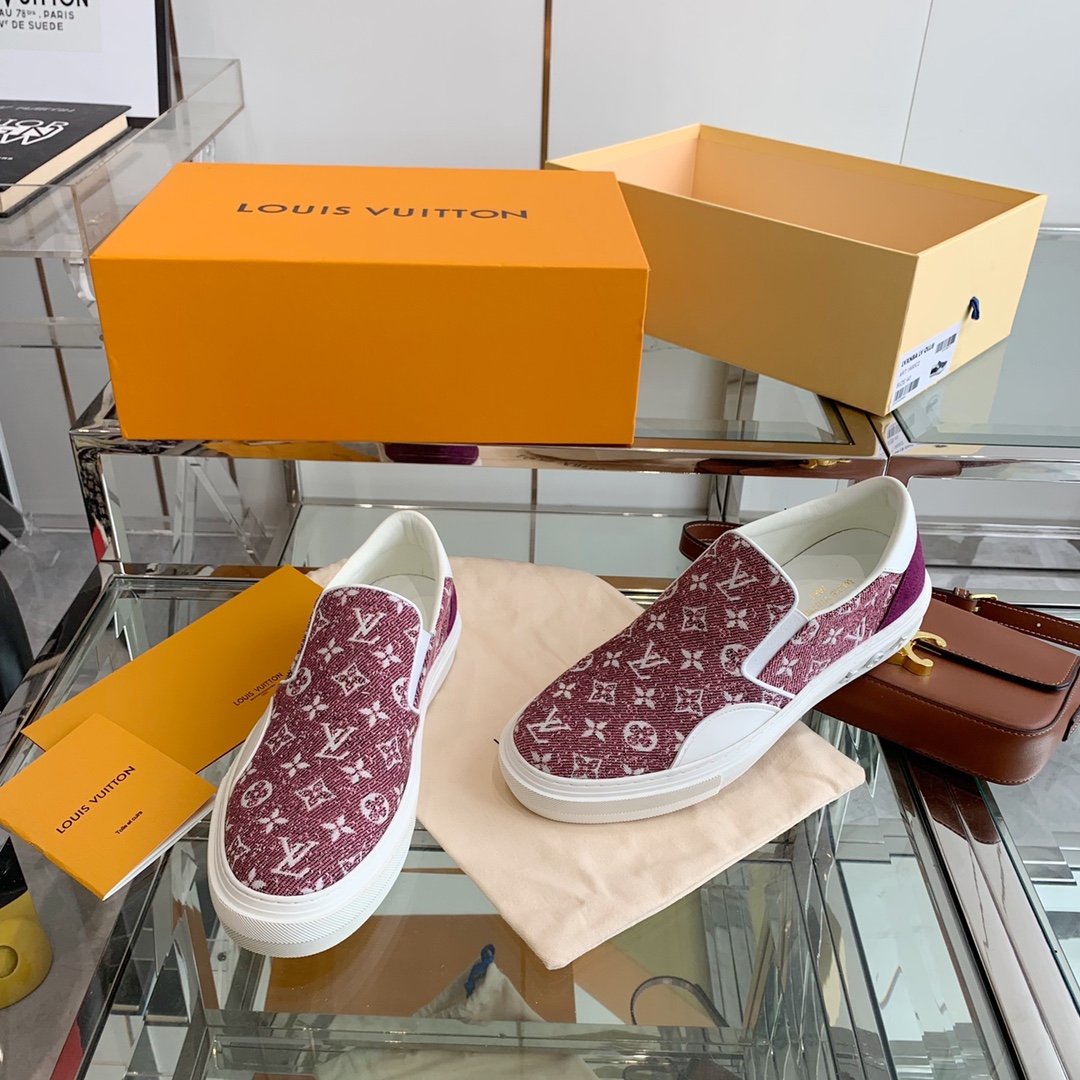 L0vis Vvtt0n Women’s Trocadero Slip On Red For Women LV