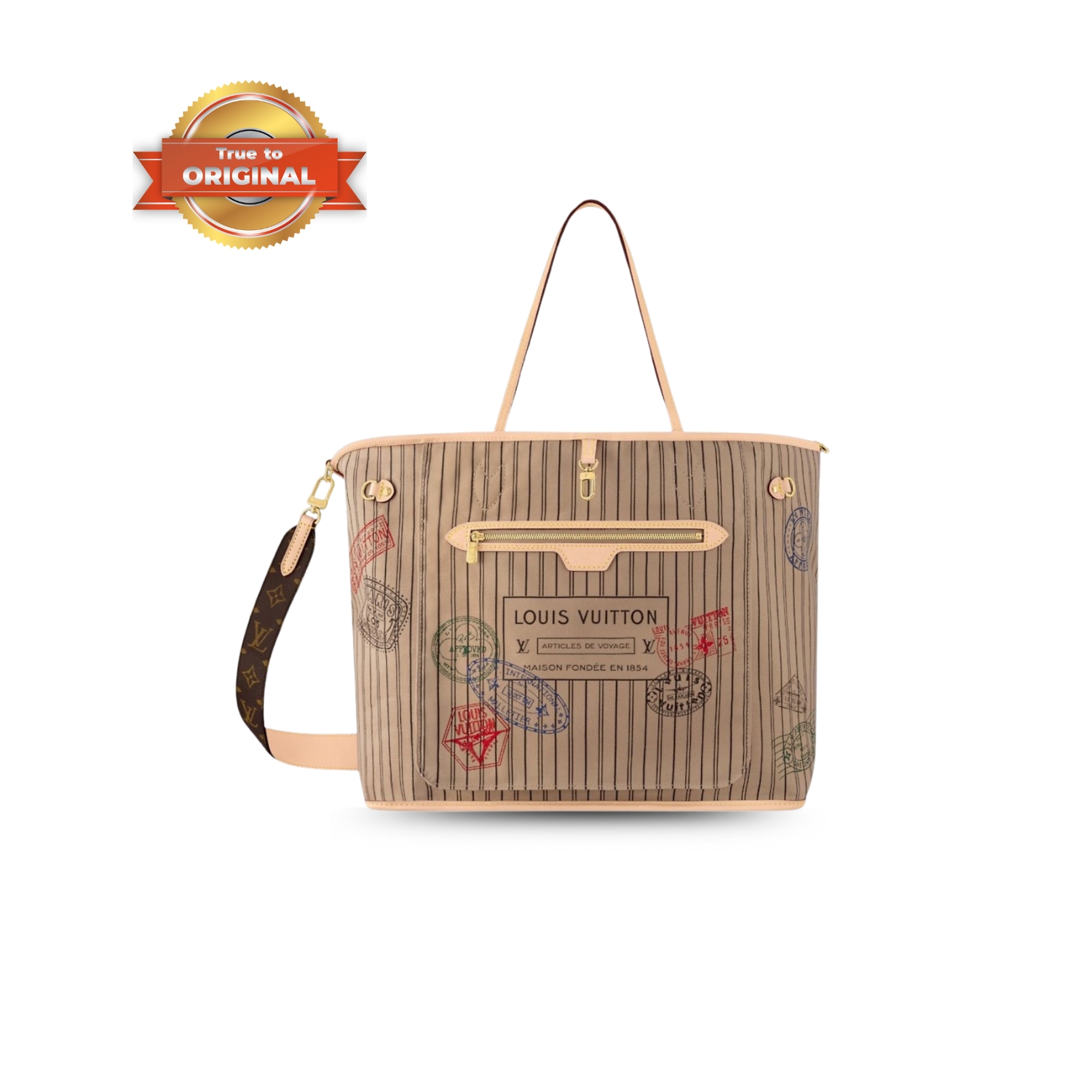 [True-to-ORIGINAL] L0vis Vvtt0n Neverfull Bandoulière Inside Out GM Beige For Women 39cm/15.4in M11948