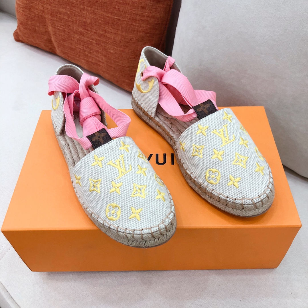L0vis Vvtt0n Women’s Starboard Flat Espadrille Yellow For Women LV