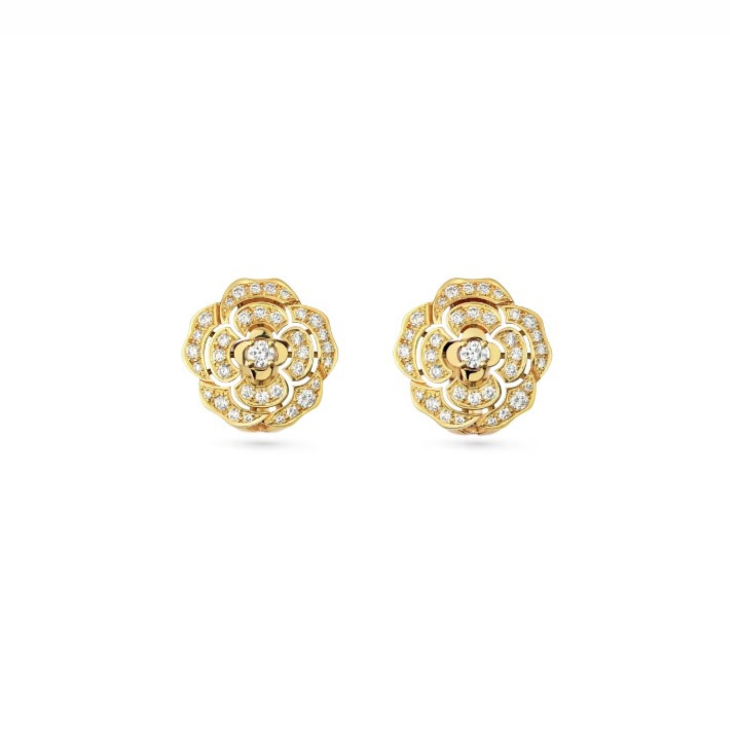 Ch**el Bouton De Camélia Earrings Yellow Gold For Women J12038
