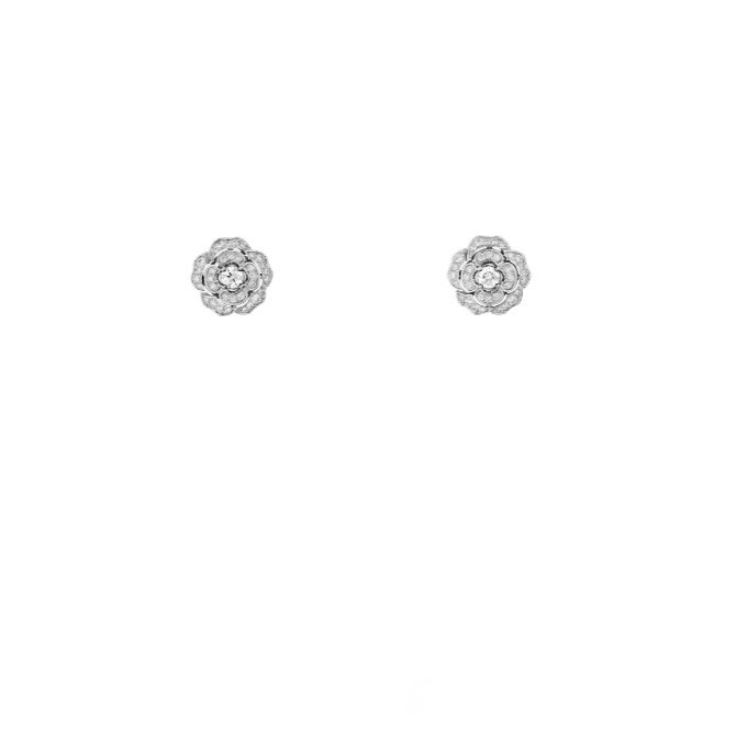 Ch**el Bouton De Camélia Transformable Earrings White Gold For Women J12837
