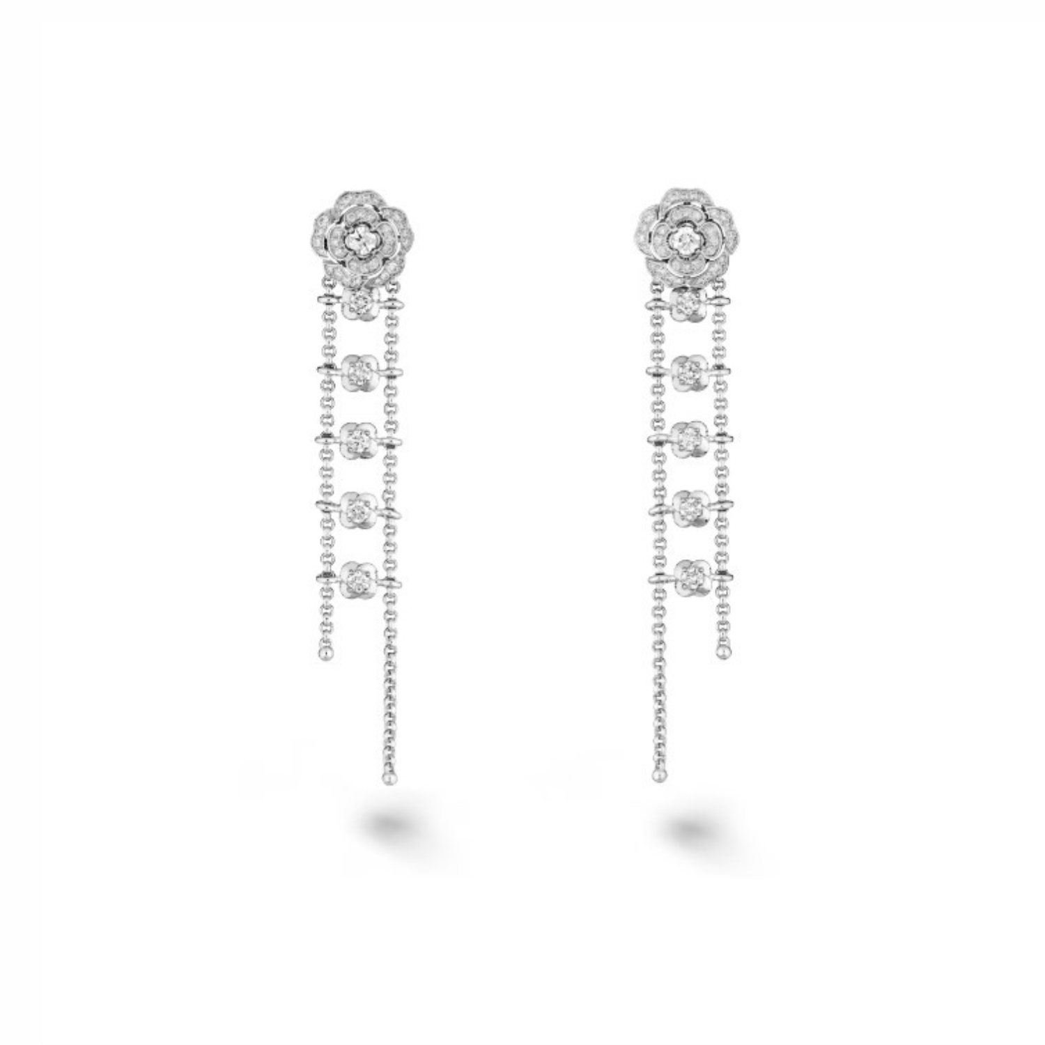 Ch**el Bouton De Camélia Transformable Earrings White Gold For Women J12837