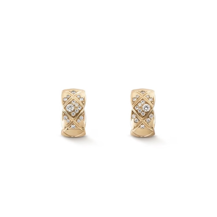 Ch**el Coco Crush Earrings Beige Gold For Women J12573