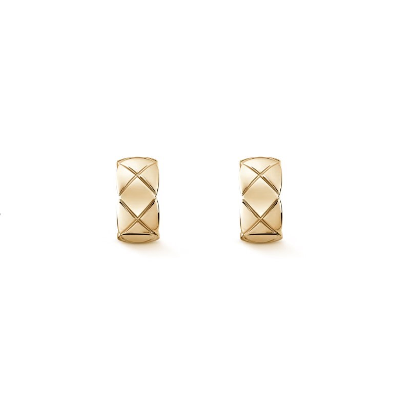Ch**el Coco Crush Earrings Beige Gold For Women J11754