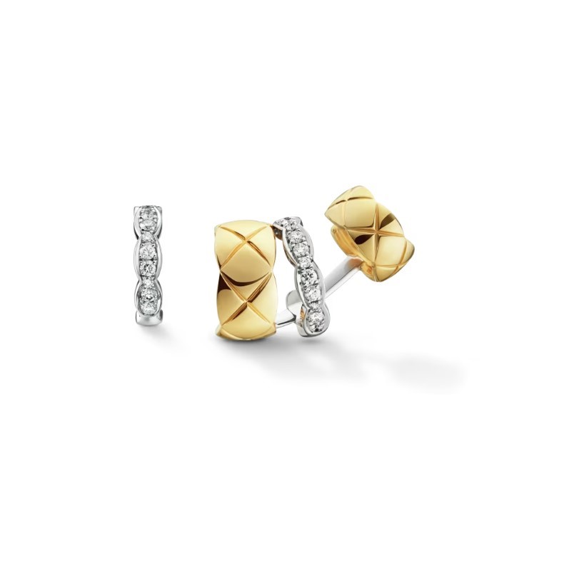 Ch**el Coco Crush Earrings White/Yellow Gold For Women J11191