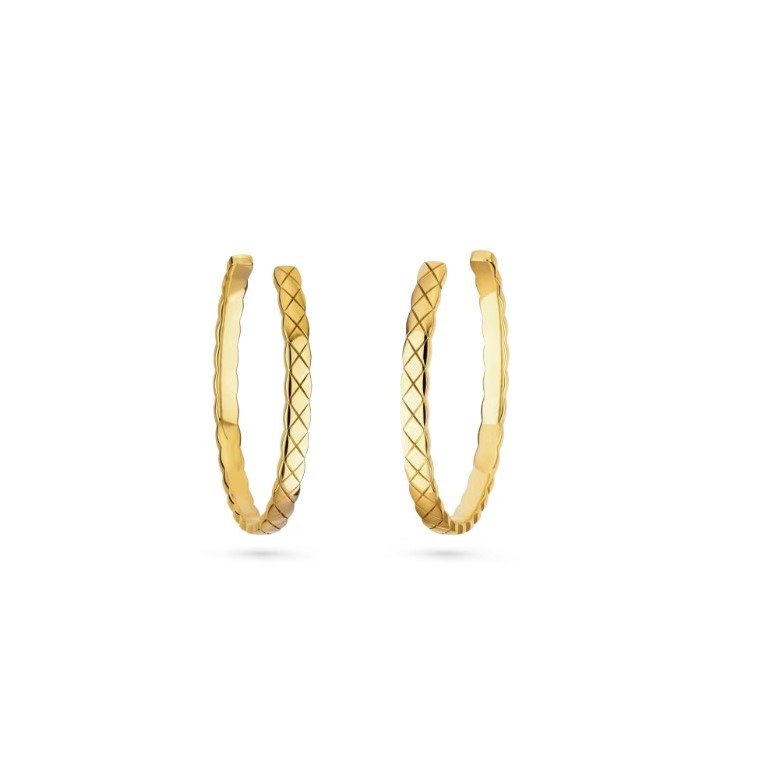 Ch**el Coco Crush Hoop Earrings Yellow Gold For Women J12091
