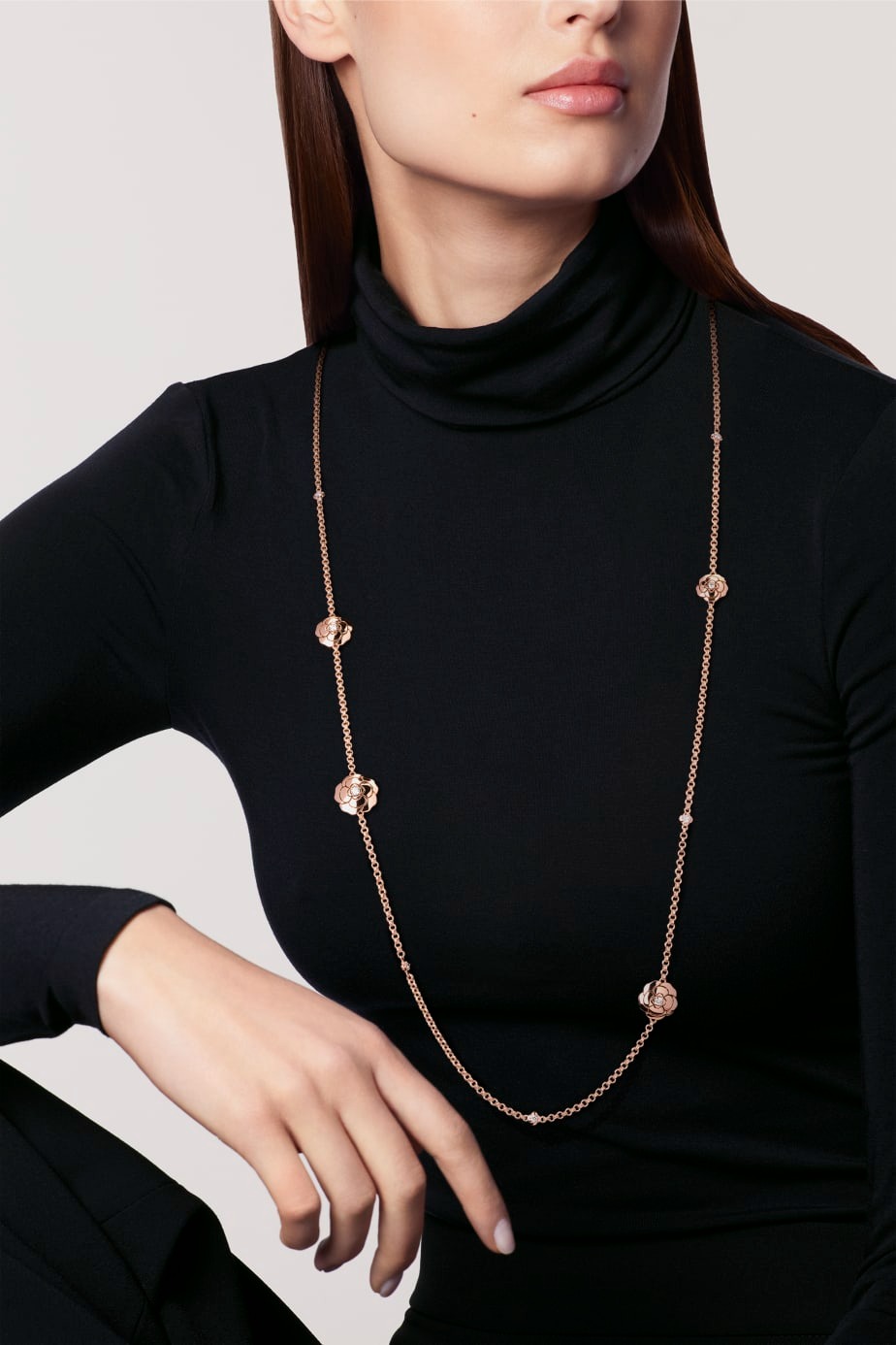 Ch**el Les Infinis De Camélia Necklace Rose Gold For Women J11877