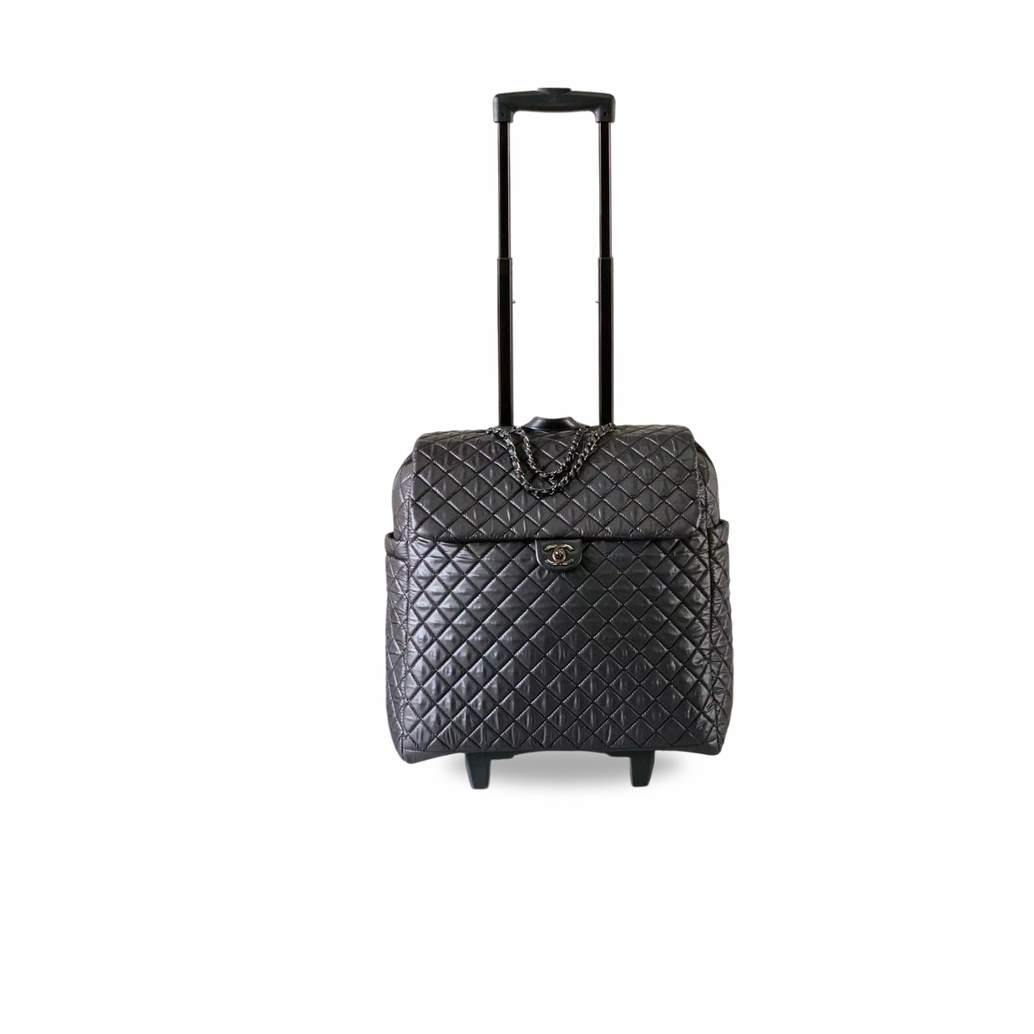 Ch**el Quilted Suitcase Black 17.7 in/45cm