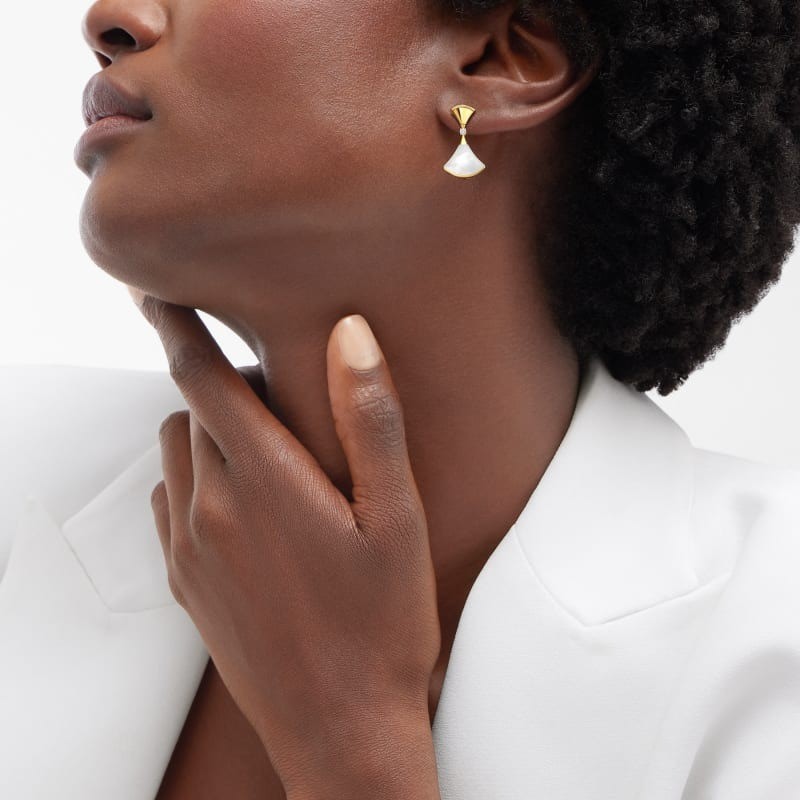 Bv1g*ai Divas’ Dream Earrings Yellow Gold For Women 357513