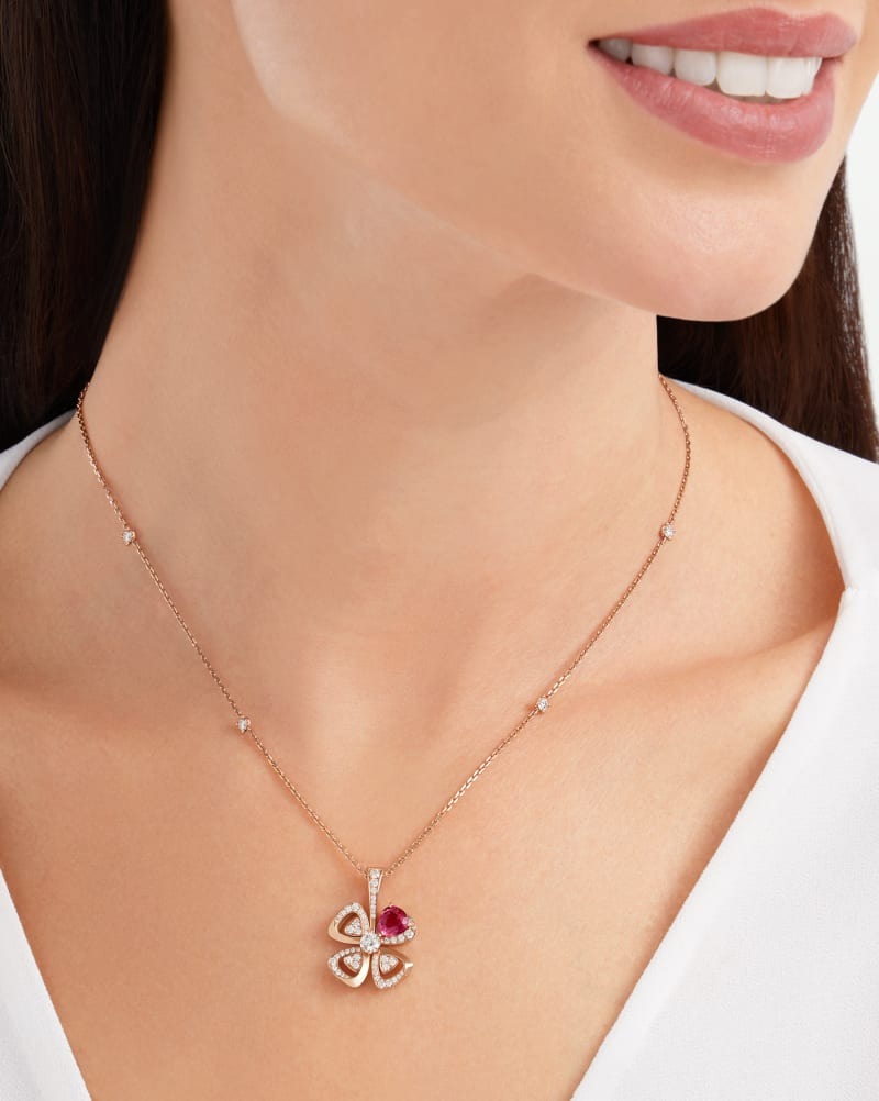 Bv1g*ai Fiorever Necklace Rose Gold For Women 359928