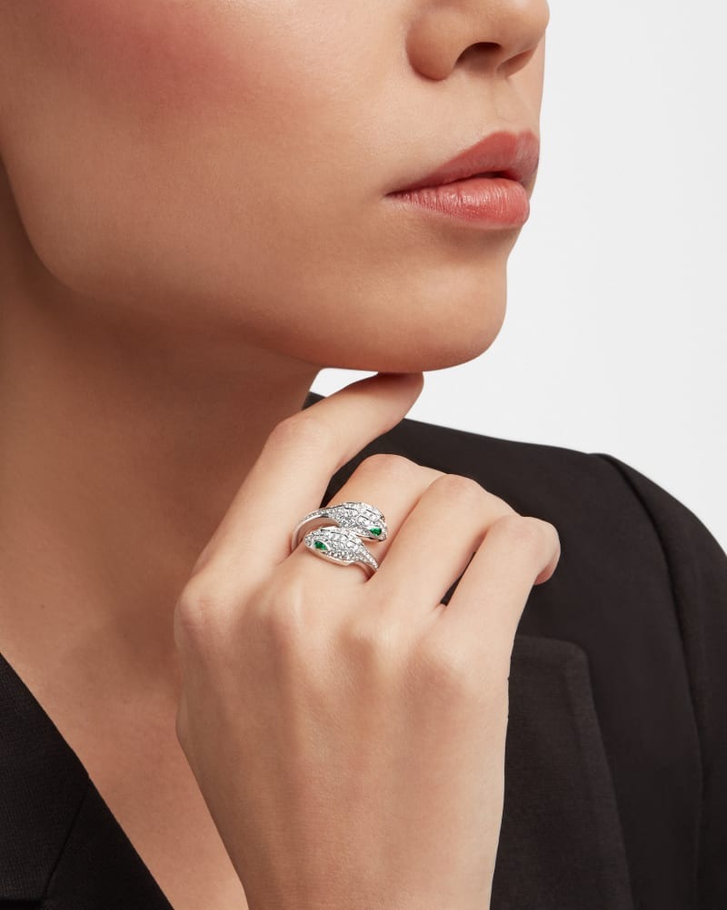 Bv1g*ai Serpenti Seduttori Ring White Gold For Women 358100