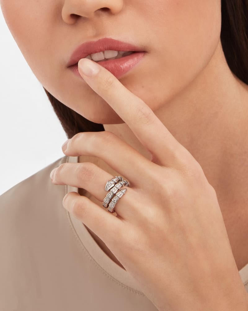 Bv1g*ai Serpenti Viper Ring White Gold For Women 357266