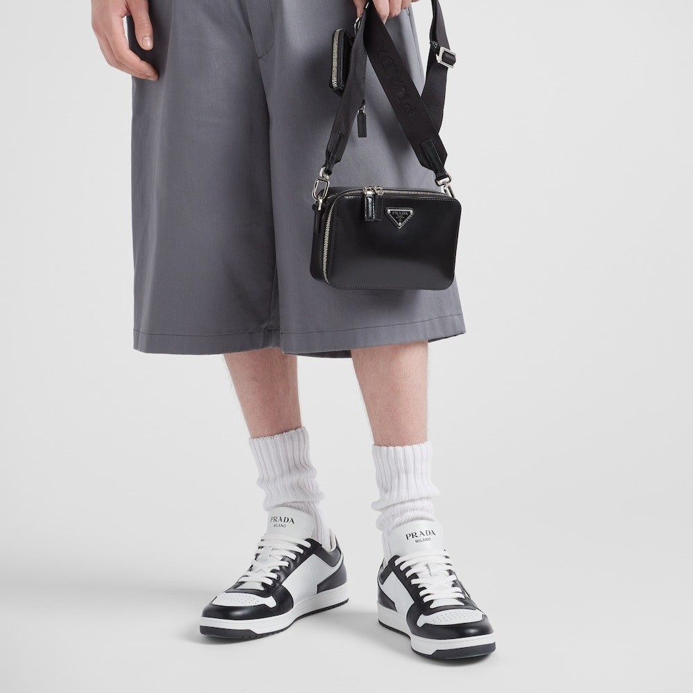 Pra*a Downtown Leather Sneakers White/Black For Men 2EE364_3LKG_F0T8F_F_D001