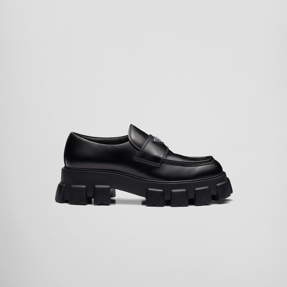 Pra*a Leather Loafers Black For Men 2DE129_B4L_F0002