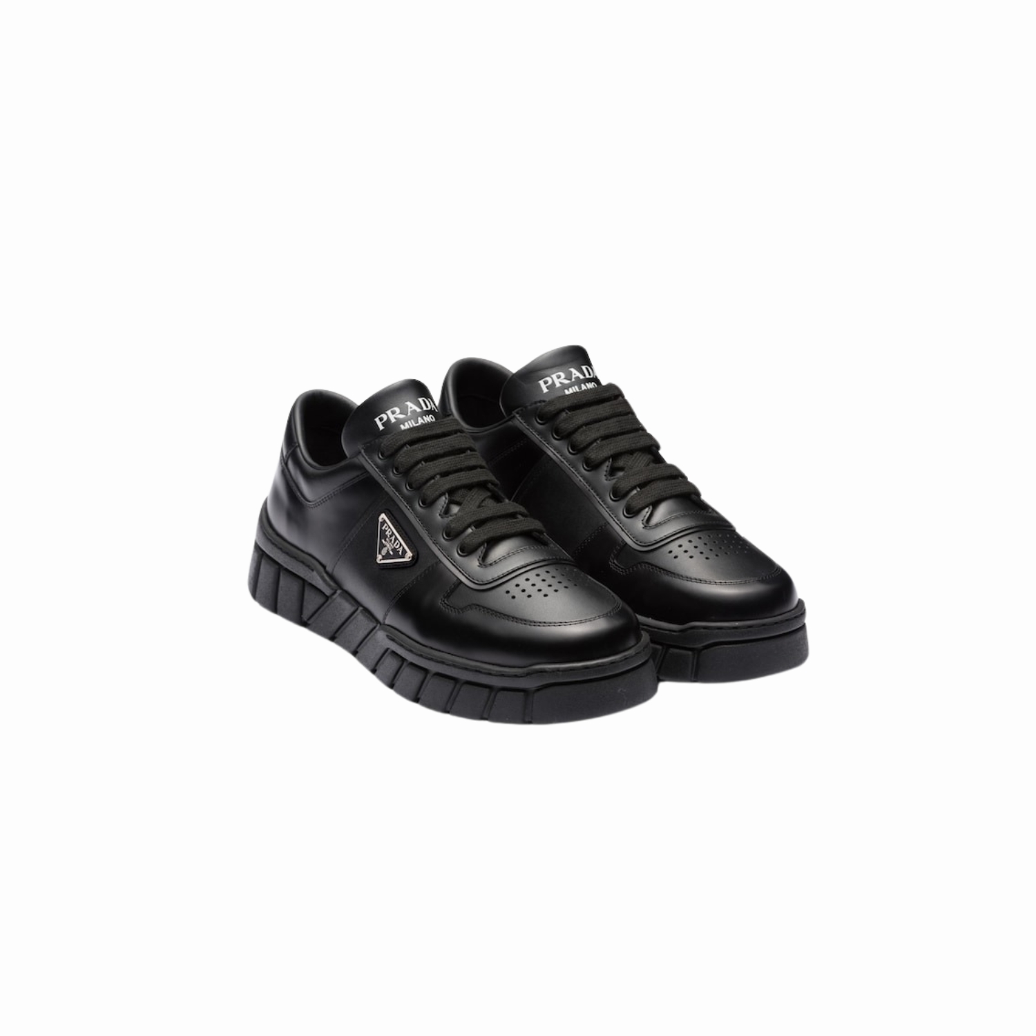 Pra*a Leather Sneakers Black For Men 2EE378_3LJ6_F0002