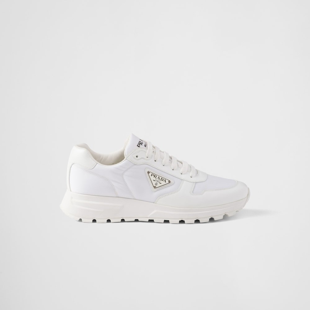 Pra*a Prax 01 Re-Nylon And Brushed Leather Sneakers White For Men 2EE369_3LF5_F0009_F_G000