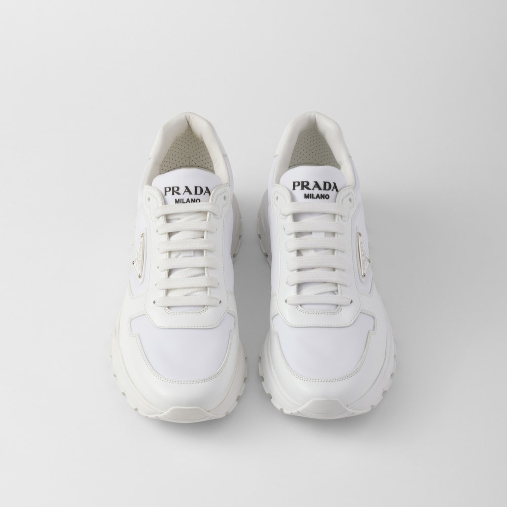 Pra*a Prax 01 Re-Nylon And Brushed Leather Sneakers White For Men 2EE369_3LF5_F0009_F_G000