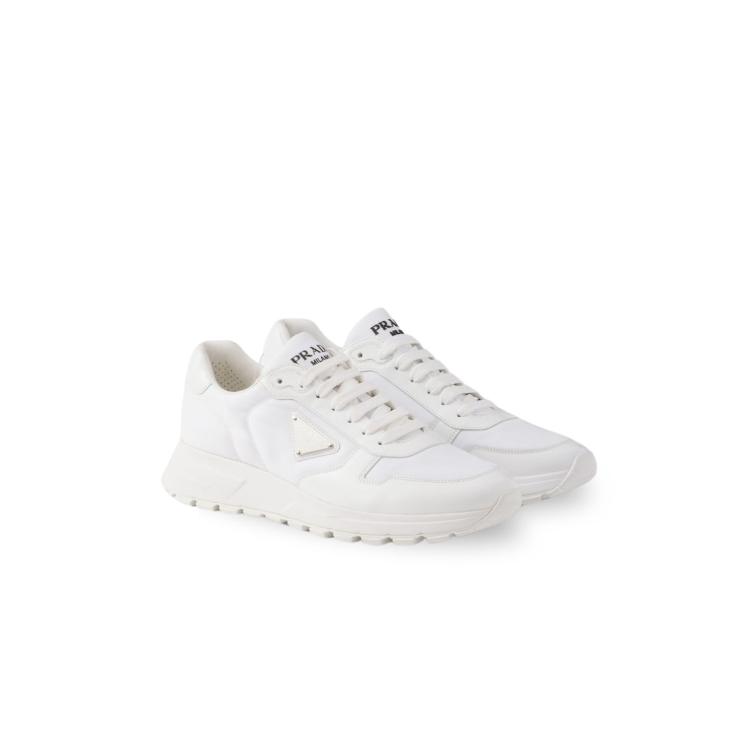 Pra*a Prax 01 Re-Nylon And Brushed Leather Sneakers White For Men 2EE369_3LF5_F0009_F_G000