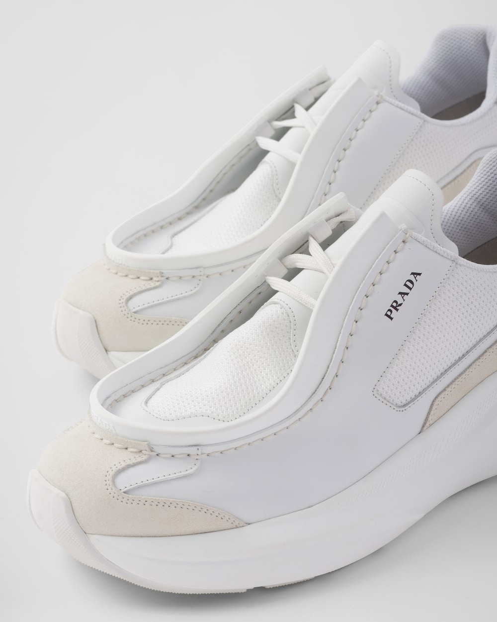 Pra*a Systeme Brushed Leather Sneakers White For Men 2EG424_3C37_F0009