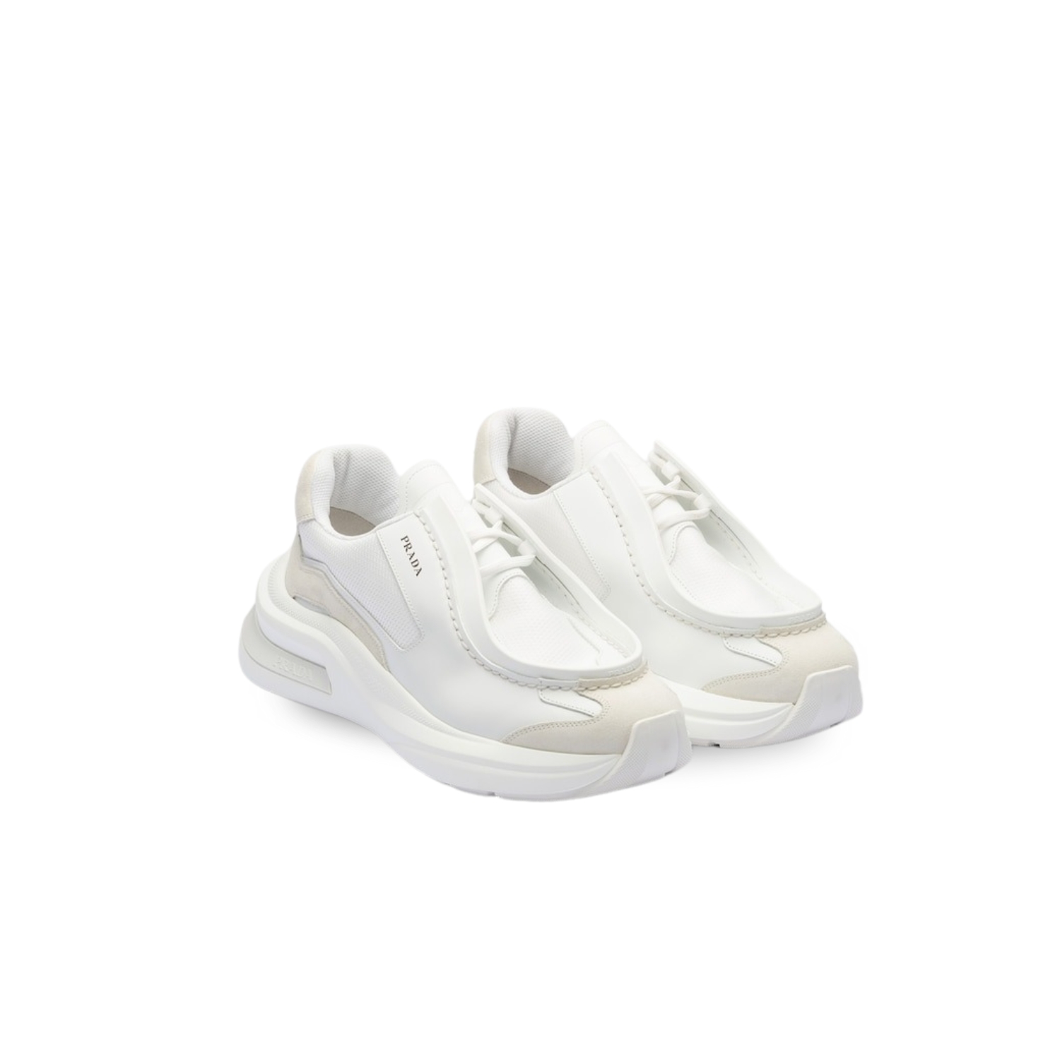 Pra*a Systeme Brushed Leather Sneakers White For Men 2EG424_3C37_F0009